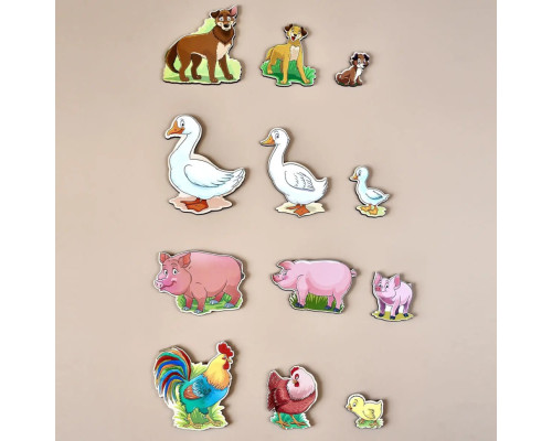 Дерев'яний пазл-вкладиш "Сім'я-свійські тварини-2" Ubumblebees (ПСФ003) PSF003 більше-менше