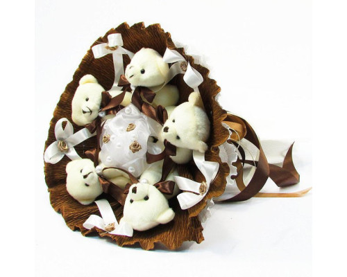 Букет из мягких игрушек 5 мишек 5287IT коричневый