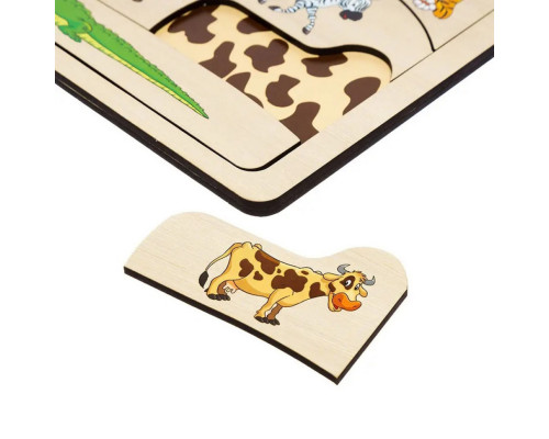 Деревянный пазл-вкладыш "Где? Чей узор?" Ubumblebees (ПСД074) PSD074 сортер