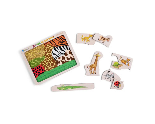 Деревянный пазл-вкладыш "Где? Чей узор?" Ubumblebees (ПСД074) PSD074 сортер