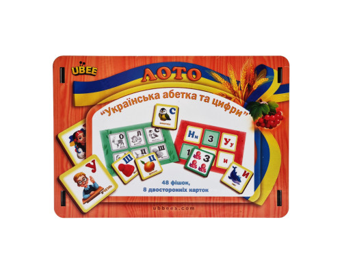 Настольная игра Лото "Азбука и цифры" (ПСД250) PSD250, 48 фишек