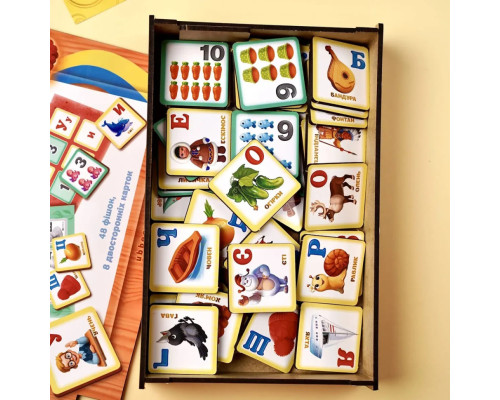 Настольная игра Лото "Азбука и цифры" (ПСД250) PSD250, 48 фишек