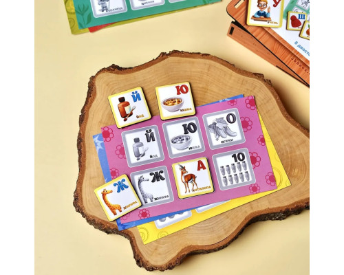 Настольная игра Лото "Азбука и цифры" (ПСД250) PSD250, 48 фишек