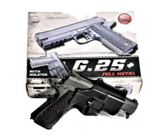 Детский пистолет на пульках "Colt 1911 Rail" Galaxy G25+ металл черный с кобурой