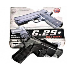 Детский пистолет на пульках "Colt 1911 Rail" Galaxy G25+ металл черный с кобурой