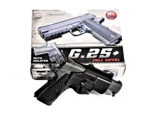 Детский пистолет на пульках "Colt 1911 Rail" Galaxy G25+ металл черный с кобурой