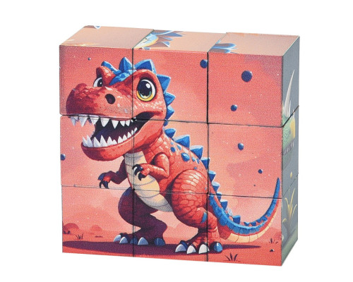 Дитячий магнітний кубік-пазл "Дракони-динозаври" CL325-1,  3 х 3