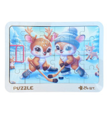 Новогодний пазл-вкладыш "Оленята" 3240-19-005, 16х22 см