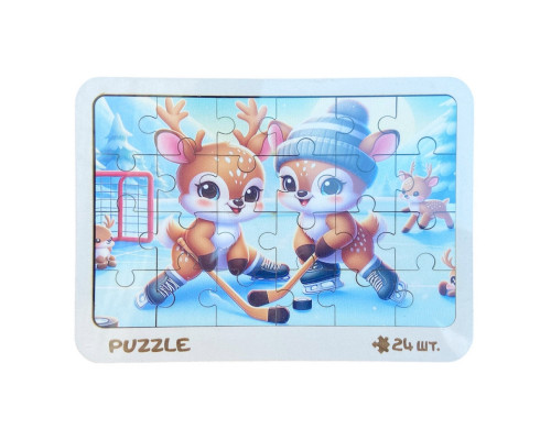 Новогодний пазл-вкладыш "Оленята" 3240-19-005, 16х22 см