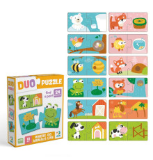 Детский пазл "ДУО-Зверушки и их дома" 300690, 24 элемента
