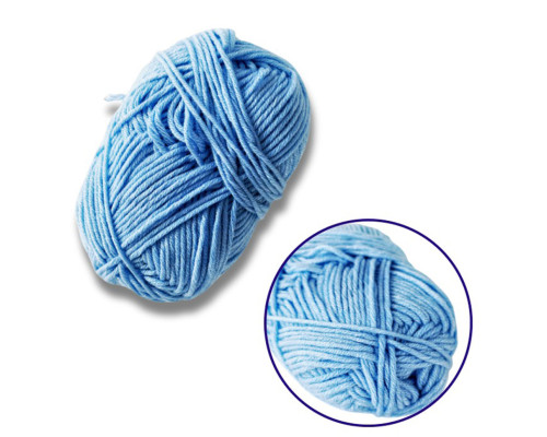 Пряжа фасована петляста NB112, 80% бавовни, 20% молочна клітковина, світло-синій