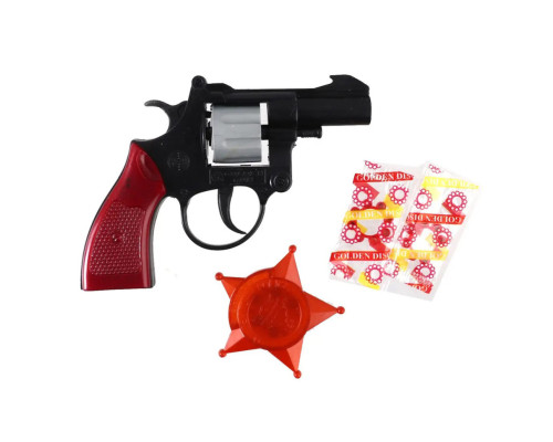 Игрушечный револьвер с пистонами и значком "DENA" Golden Gun 238GG