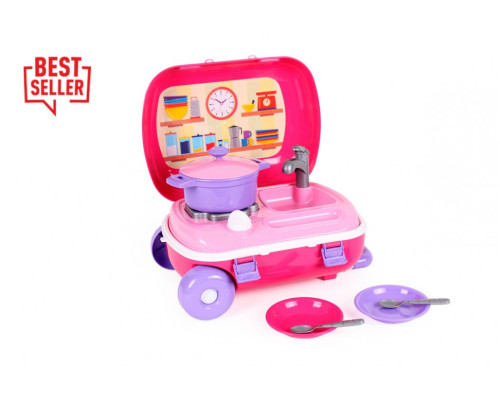 Игрушечная кухня с набором посуды 6061TXK в чемодане