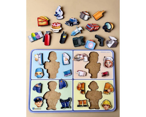 Настольная развивающая игра "Профессии" Ubumblebees (ПСФ160) PSF160 деревянная