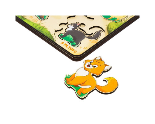 Дерев'яний пазл-вкладиш "Сім'я-домашні тварини" Ubumblebees (ПСД077) PSD077 більше-менше