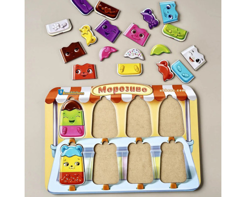 Деревянный пазл-вкладыш "Мороженое" Ubumblebees (ПСД076) PSD076 сортер