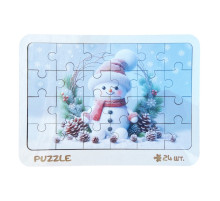 Новорічний пазл-вкладиш "Сніговичок" 3240-19-006, 16х22 см