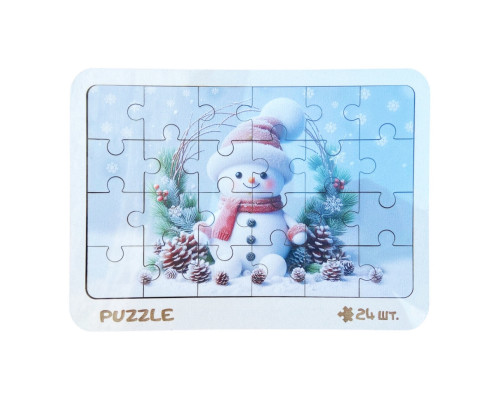 Новогодний пазл-вкладыш "Снеговичок" 3240-19-006, 16х22 см