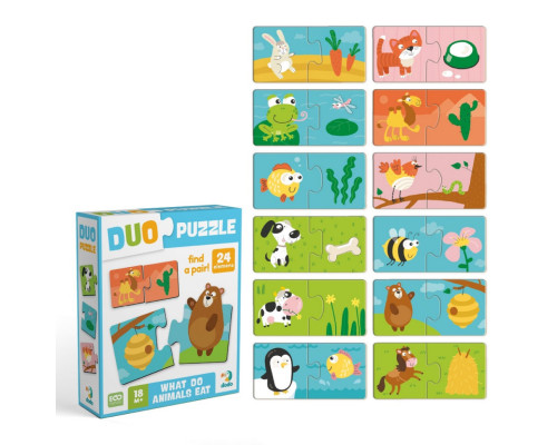 Детский пазл "ДУО-Кто что ест" 300691, 24 элемента