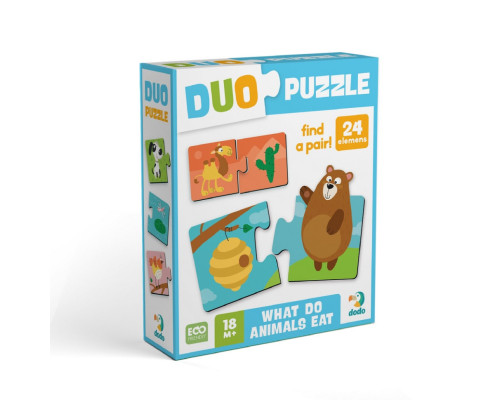 Детский пазл "ДУО-Кто что ест" 300691, 24 элемента