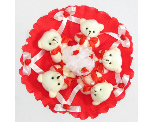 Букет из мягких игрушек 5 мишек 5289IT красный