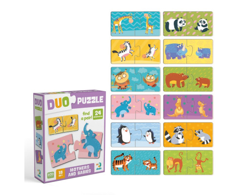 Детский пазл "ДУО-Мама и малыш" 300692, 24 элемента