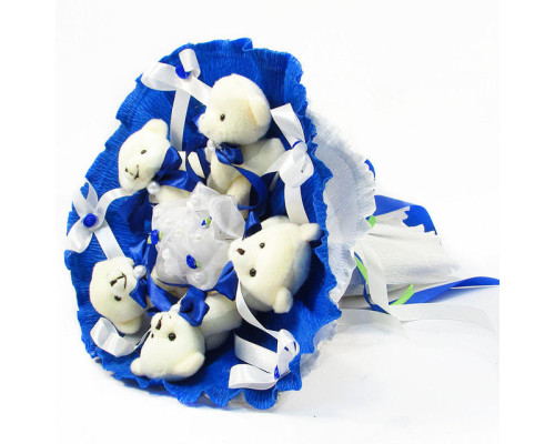 Букет из мягких игрушек 5 мишек 5290IT синий