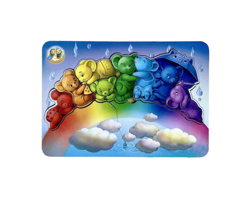 Деревянный пазл-вкладыш "Мишки" Ubumblebees (ПСД121) PSD121 цвета радуги