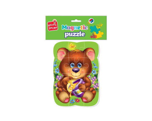 Магнитные пазлы Малыш сможет "Медвежонок" Vladi toys VT3301-04 А5, Укр