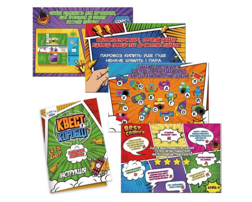 Настольная игра "Квест в коробке Комикс" VT5902-04 инструкция 12 карточек с заданиями