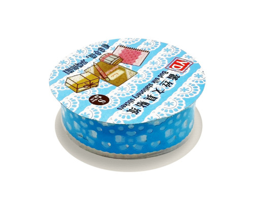 Декоративний скотч з орнаментом "Бант" №63(Blue) 1,8 см х 1 м