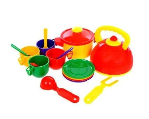 Детский игровой набор посудки ЮНИКА 70316 16 предметов Разноцветный