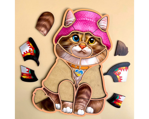 Деревянный контурный пазл "Украинский котик" Ubumblebees (ПСФ136) PSF136 контурный