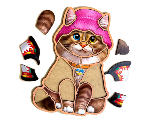 Деревянный контурный пазл "Украинский котик" Ubumblebees (ПСФ136) PSF136 контурный