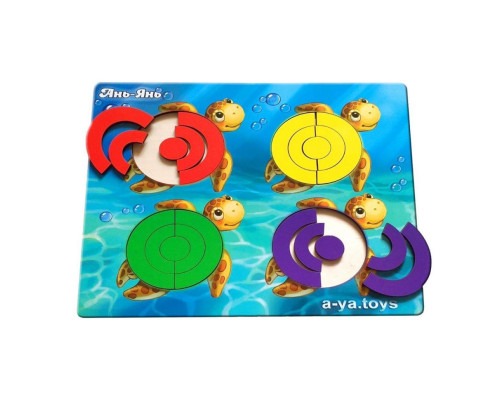 Деревянный пазл-сортер "Черепашки - цвета" Ubumblebees (ПСД138) PSD138 с заданиями