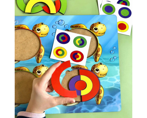 Деревянный пазл-сортер "Черепашки - цвета" Ubumblebees (ПСД138) PSD138 с заданиями