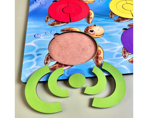 Деревянный пазл-сортер "Черепашки - цвета" Ubumblebees (ПСД138) PSD138 с заданиями