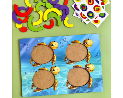 Деревянный пазл-сортер "Черепашки - цвета" Ubumblebees (ПСД138) PSD138 с заданиями