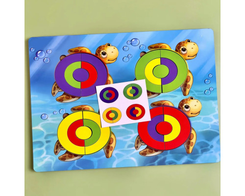 Деревянный пазл-сортер "Черепашки - цвета" Ubumblebees (ПСД138) PSD138 с заданиями