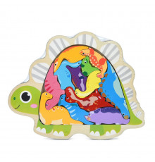 Дитячий дерев'яний пазл-вкладиш "Динозаври" MD 1500-3