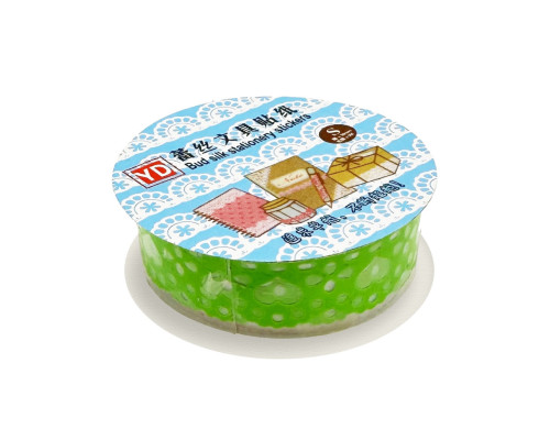 Декоративний скотч з орнаментом "Серце" №63(Green) 1,8 см х 1 м