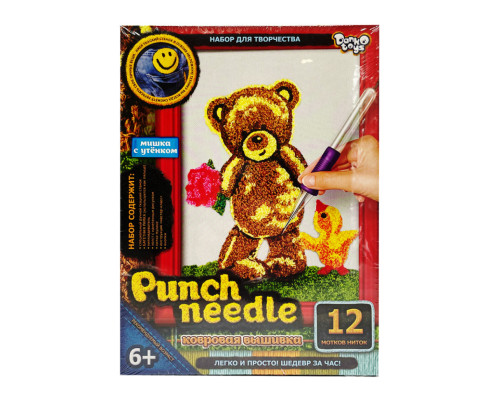 Набір для творчості Ведмедик з каченям "Punch Needle" PN-01-01 килимова вишивка
