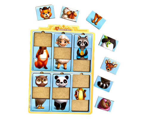 Деревянный пазл-вкладыш "Удивительные зверята-2" Ubumblebees (ПСФ131) PSF131, 6 животных