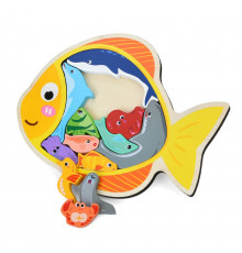 Дитячий дерев'яний пазл-вкладиш "Морські мешканці" MD 1500-2