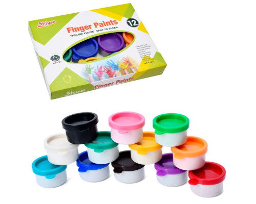 Набір для творчості "Пальчикові фарби" Bamvi MK 5394, 12 кольорів, 30 мл