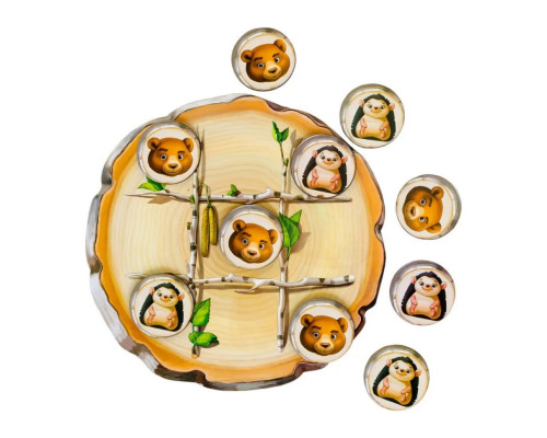 Деревянная настольная игра "Крестики-нолики" Ubumblebees (ПСД159) PSD159 ежик и медведь