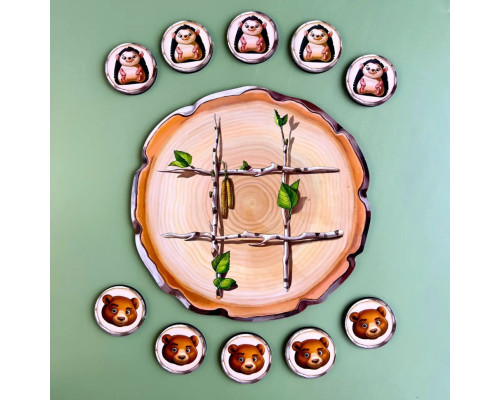 Деревянная настольная игра "Крестики-нолики" Ubumblebees (ПСД159) PSD159 ежик и медведь