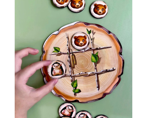 Деревянная настольная игра "Крестики-нолики" Ubumblebees (ПСД159) PSD159 ежик и медведь