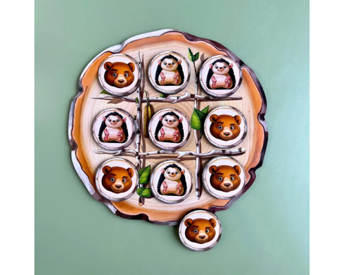 Деревянная настольная игра "Крестики-нолики" Ubumblebees (ПСД159) PSD159 ежик и медведь