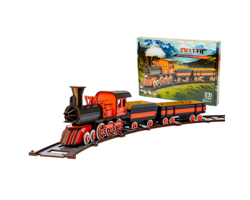 Дерев'яний 3D конструктор "Потяг" Puz-00924, 231 деталь